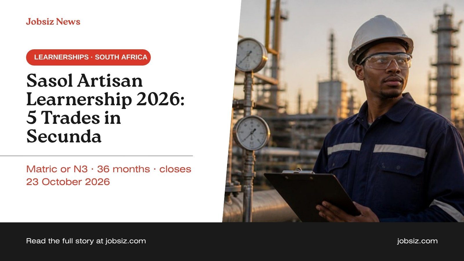 Sasol Artisan Learnership 2026: 5 Trades in Secunda, Apply by 23 October